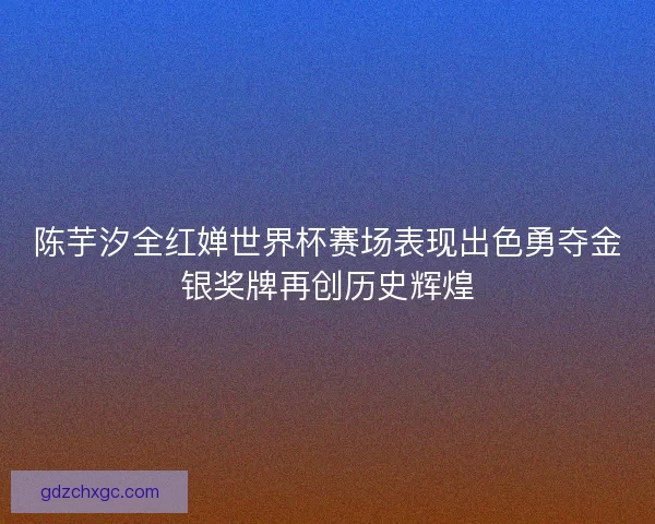 陈芋汐全红婵世界杯赛场表现出色勇夺金银奖牌再创历史辉煌